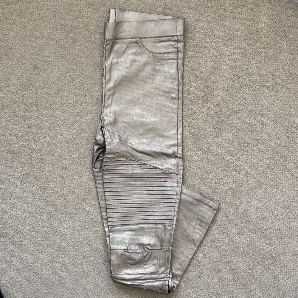 Metallic Silver Women’s Moto Leggings